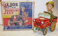 G. I. Joe and his Jouncing Jeep w/Box © 1940's Unique Arts